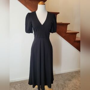 Boden Black V Neck Short Sleeve Maxi Dress Women Casual Elegant Size 6P